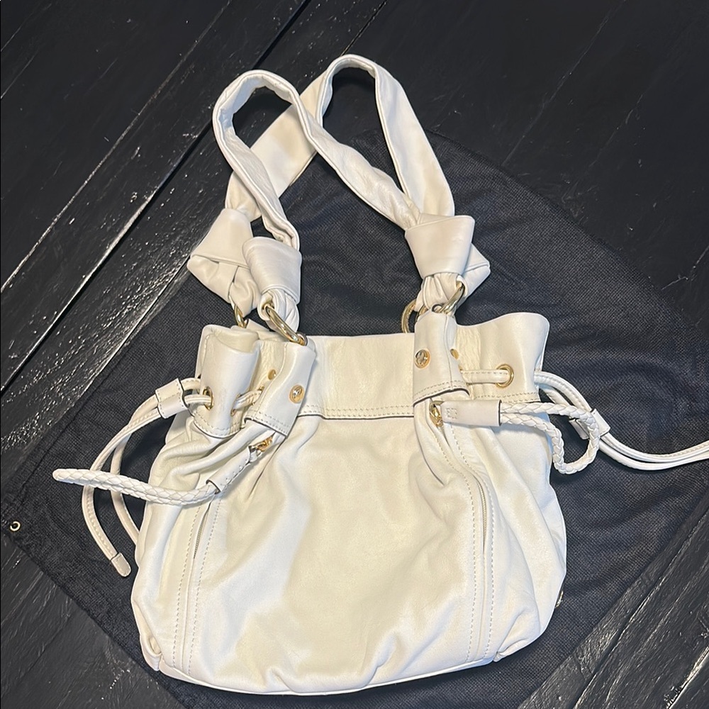 🤑SOLD🤑B Makowsky White w Gold Hardware Soft Leather Shoulder Bag w Dust Bag
